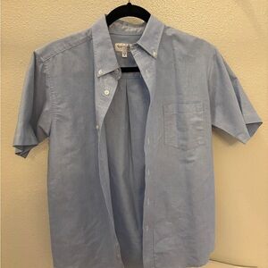 Boys Van Heusen Blue Casual Button Down Shirt Classic Short Sleeve